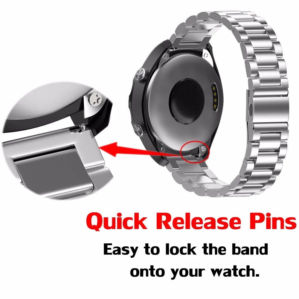 ANBEST 16mm 18mm 20mm 22mm Stainless Steel Band for Gear Sport S2 S3 Galaxy 42mm 46mm Smartwatches Strap Metal Wristbands