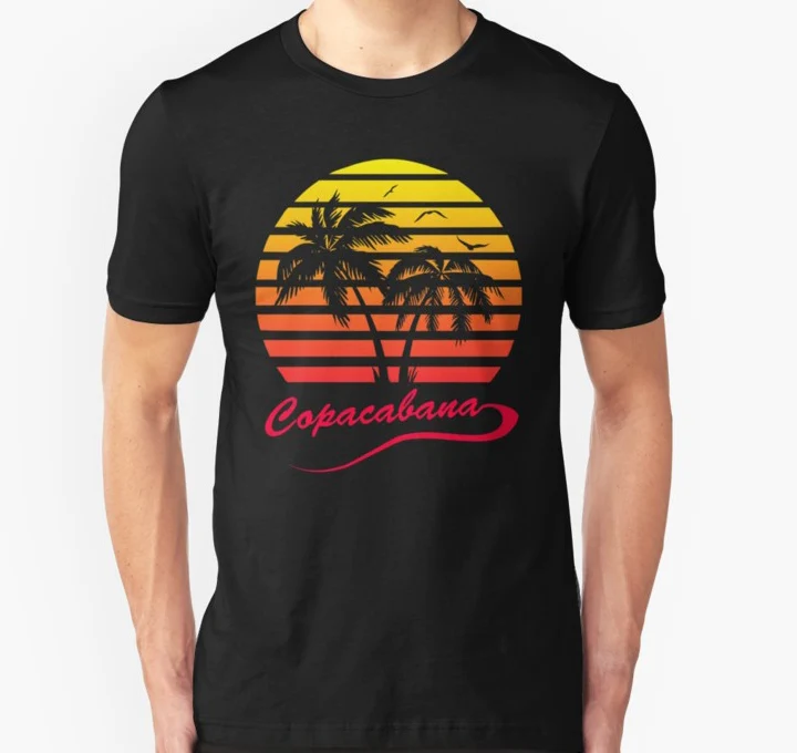 Мужская футболка с коротким рукавом Copacabana 80s тропический Заход Солнца унисекс