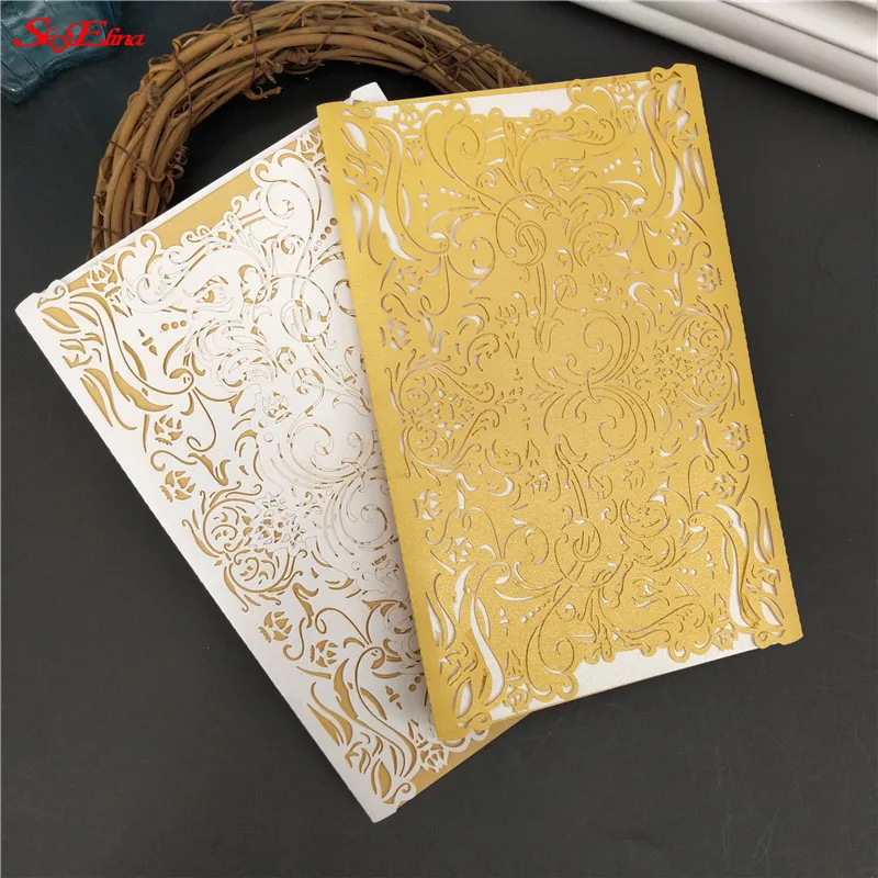 10 шт. золотые и белые открытки для приглашений на свадьбу|Открытки приглашения| |