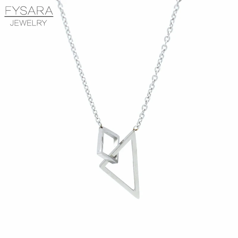 FYSARA простые геометрические Два Квадратных треугольник кулон ожерелье для мужчин - Фото №1