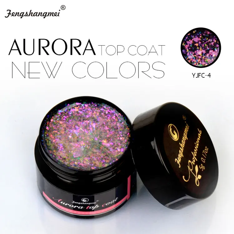 Профессиональный Гибридный Гель-лак для ногтей fengshangmei, 5 г, новинка, лак Aurora Top Coat, долговечный Блестящий Гель-лак с блестками