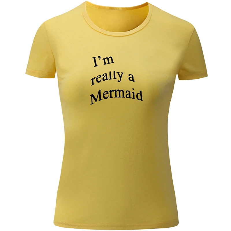 Женская футболка с принтом Я действительно Русалка я просто хочу съесть пиццу и
