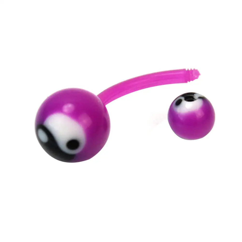 10 шт./лот Модные женские разноцветные пластиковые Двойной круглый шар пупка Бар