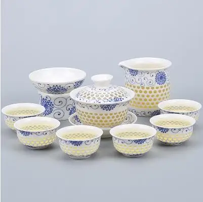 Style B TANGPIN сине-белый керамический чайник Gaiwan, чайная чашка для Пуэр китайский чайный набор кунг-фу посуда для напитков - Цвет: Style B