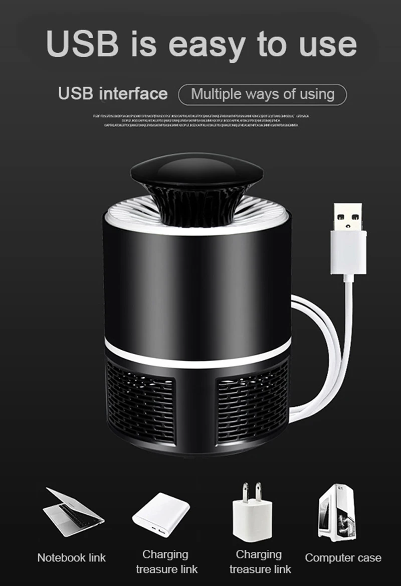 Противомоскитная убийца USB электрическая лампа-убийца комаров фотокатализатор бесшумный домашний светодиодный ловушка для насекомых Zapper ловушка для борьбы с вредителями без излучения