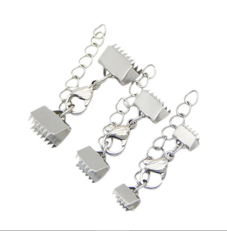 Концевые застежки для шнура из нержавеющей стали 10 компл./лот|clasps connector|fastener