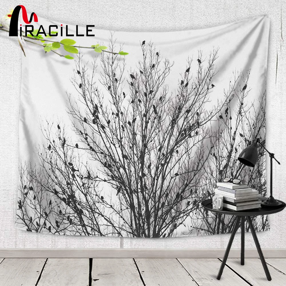 Miracille гобелен с изображением деревьев художественные шторы небо в ночи пейзаж