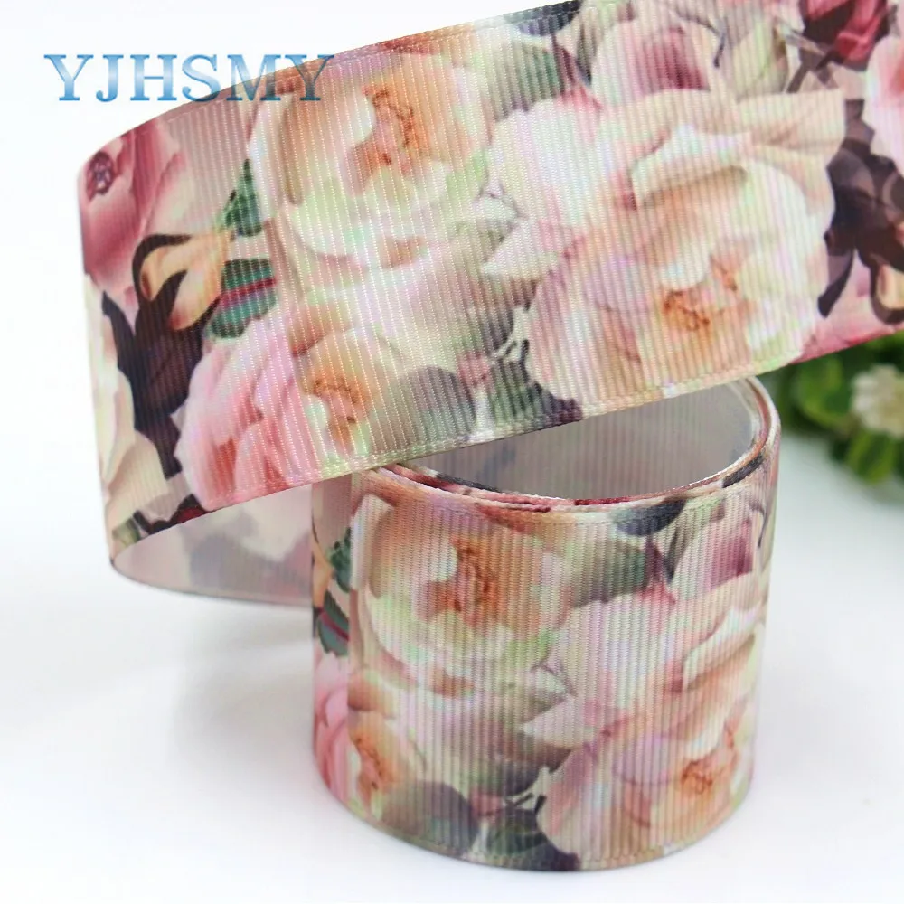 YJHSMY G 18801 745 10 ярдов 38 мм Цветок печатных grosgrain ленты DIY ручной работы свадебные
