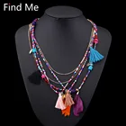 Многослойное плетеное ожерелье Find Me в богемном стиле с бусинами, ожерелье с кисточками в этническом стиле для женщин, модные украшения