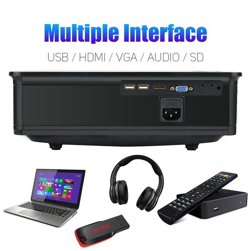 Проектор Wejoy LCD L2 для домашнего кинотеатра проектор 1280*768 USB/HD/AV/VGA Wi Fi видеопроектор