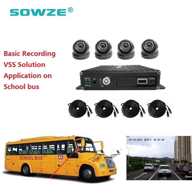 4-канальная система MDVR с SD-картой 4 внутренними автомобильными камерами и