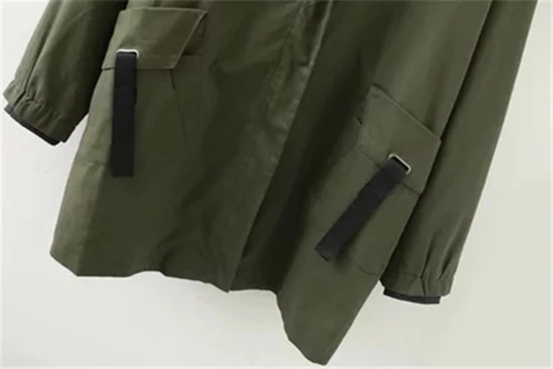 

2019 New Spring Autumn Women's Casual Cotton Trench Coat army green Black Outerwear Plus Size loose clothing good quality L804