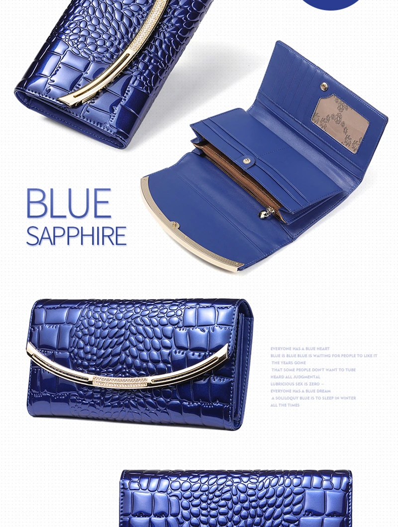 Qiwang Fashion Luxury Purses And Handbags For Women Wallets Cow Split Leather Long Purses Female Wallets Clutch Bag Crocodile