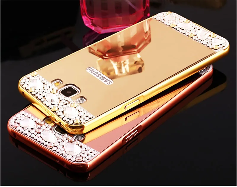 Блестящий чехол с металлическим каркасом + PC блестящий зеркалом для Samsung Galaxy A5 A7