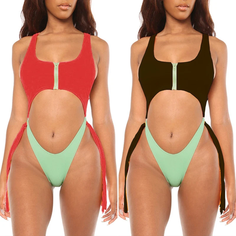 Simplee женская купальник бикини пуш ап новынка выдалбливают строку молния