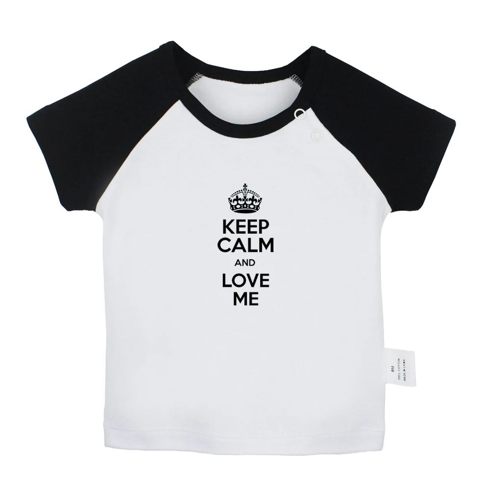 Футболка для новорожденных с коротким рукавом принтом Keep Calm And Love Me sleep| |