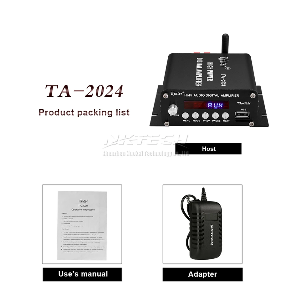 TA- Kinter Bluetooth 2,1 автомобиля Мощность усилитель цифровой плеер класса-t 2-канальный 20 Вт USB/MP3 AUX стерео аудио Динамик высокое Мощность
