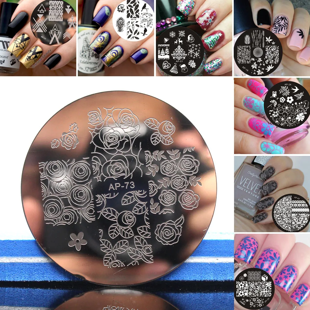 2019 Новая серия пластин для стемпинга трафарет ногтей фотошаблон пластины