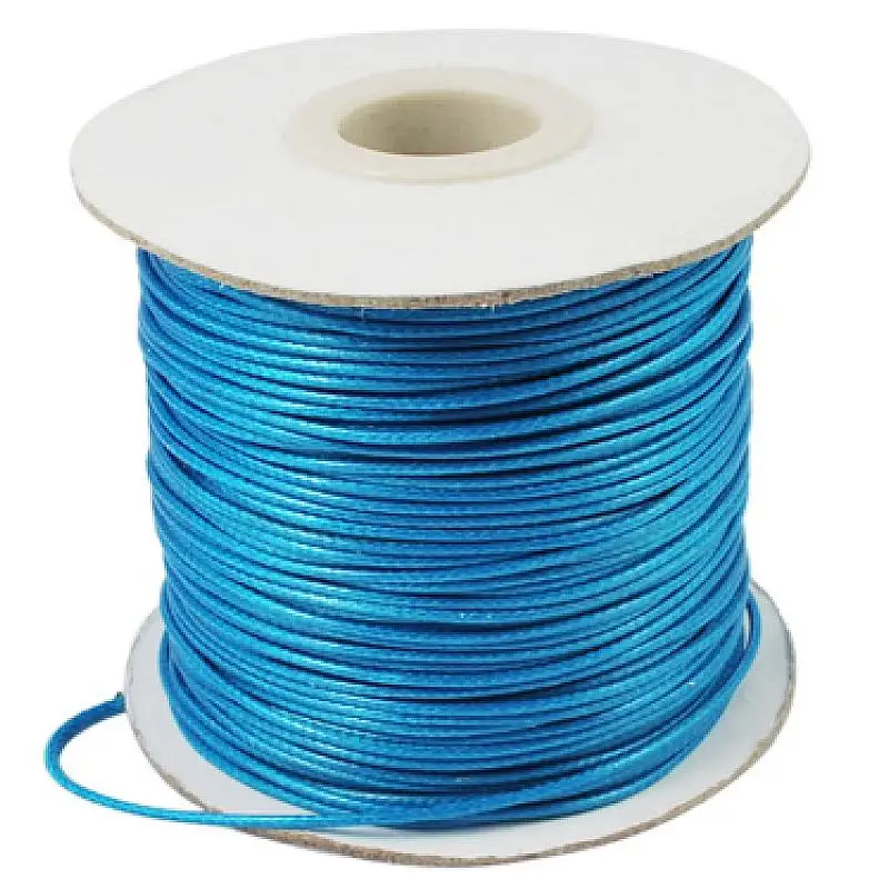 

PANDAHALL About 93yards/roll Cords 1mm Deep SkyBlue Korean Waxed Polyester Cord For Jewelry Making DIY Bracelet Jewelry Findings