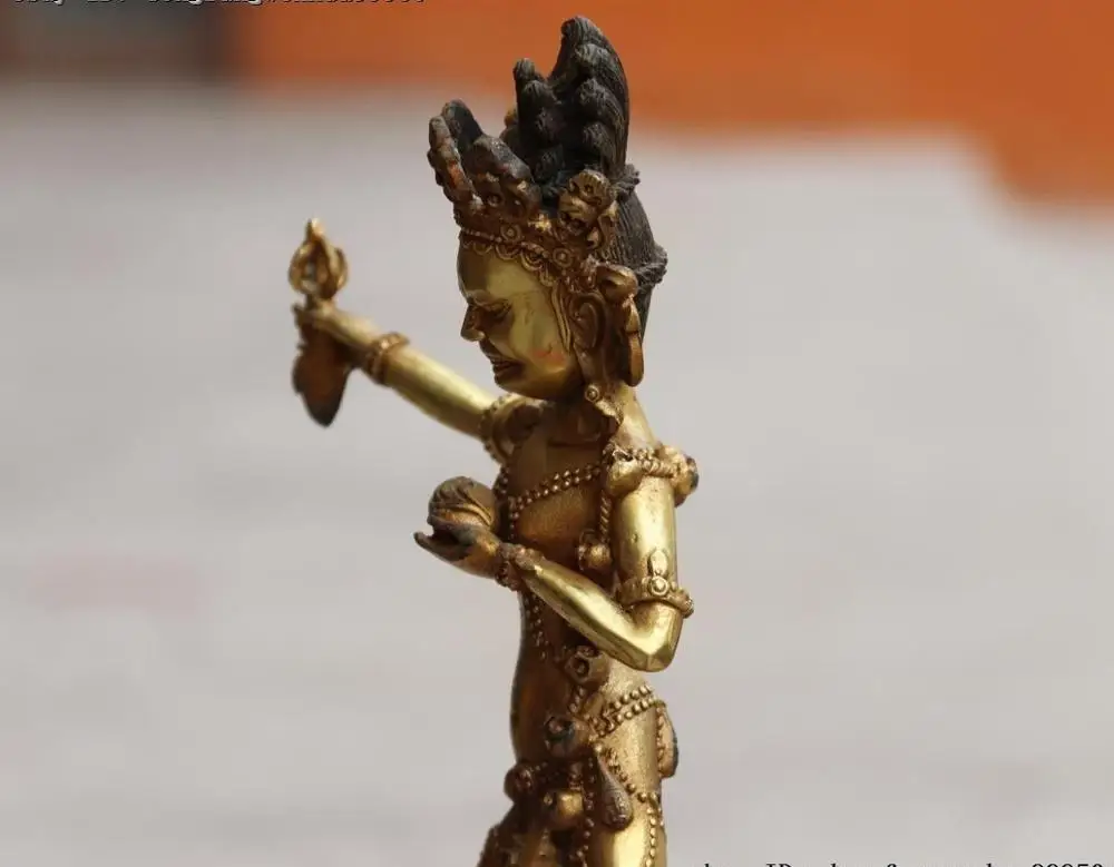 Тибетский буддизм Старая Бронза Медь Gild Mahakala Dakini Vajravarahi статуя Будды | Дом и сад