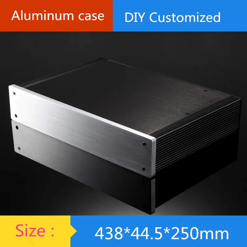 Алюминиевый корпус усилителя мощности 1U усилителя/коробка DIY (438*44 5*250