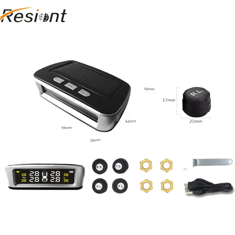 ЖК цифровой дисплей TPMS Автомобильная солнечная энергия Система мониторинга