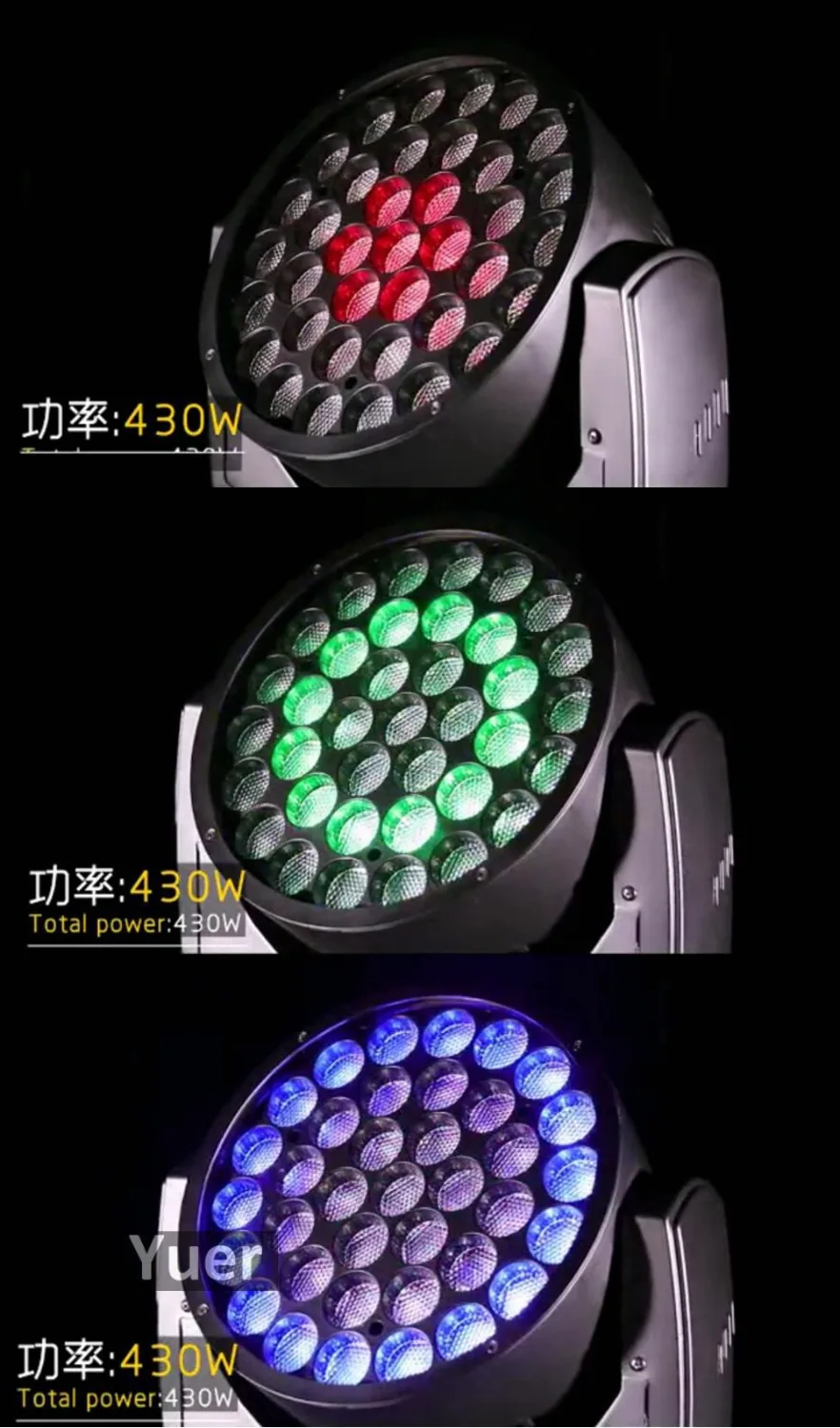 Новинка подвижный головной светильник с зумом 37x20 Вт LED RGBW 4 в 1 оборудование для