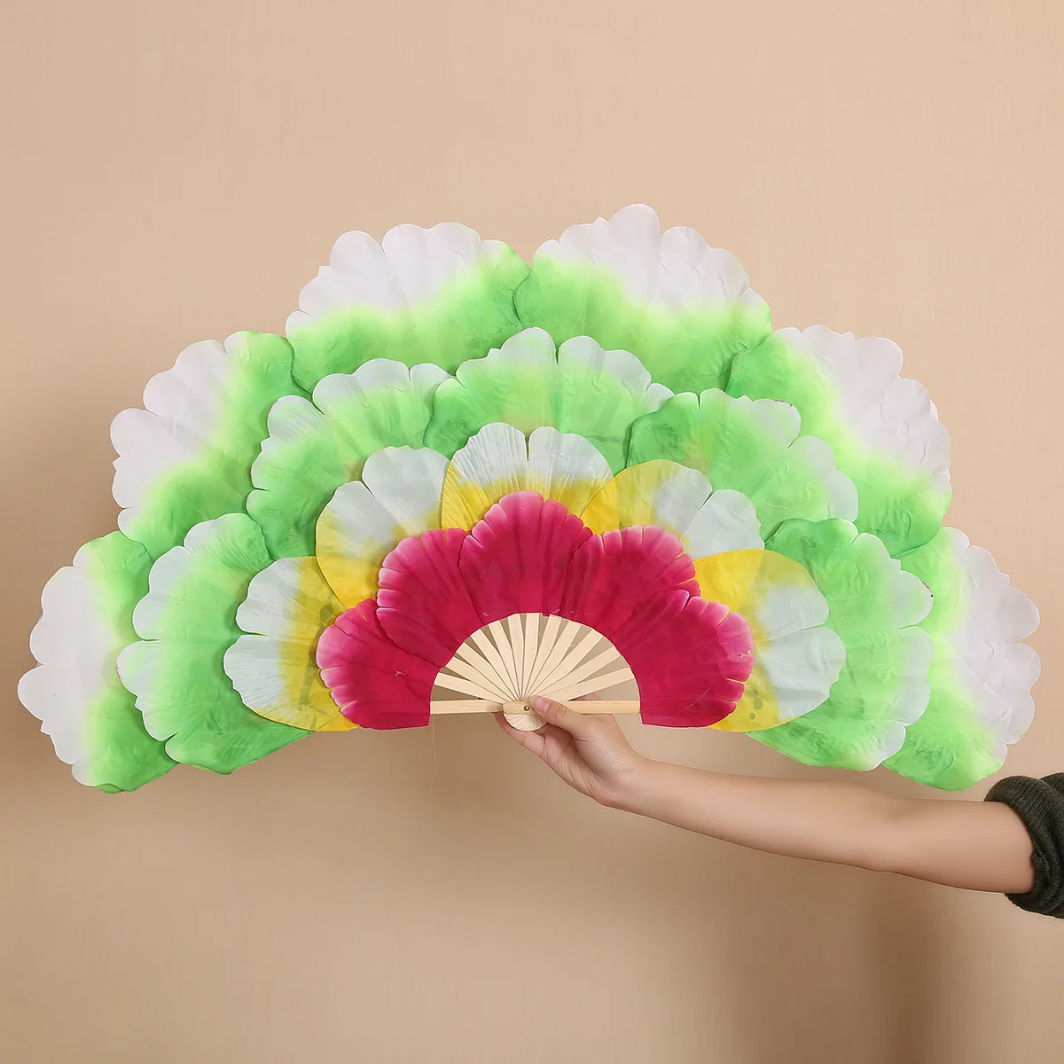 FEECOLOR 1 пара испанский танец пион handfan двусторонний большой цветок лепестки группа танец живота представление реквизит для сцены вентилятор