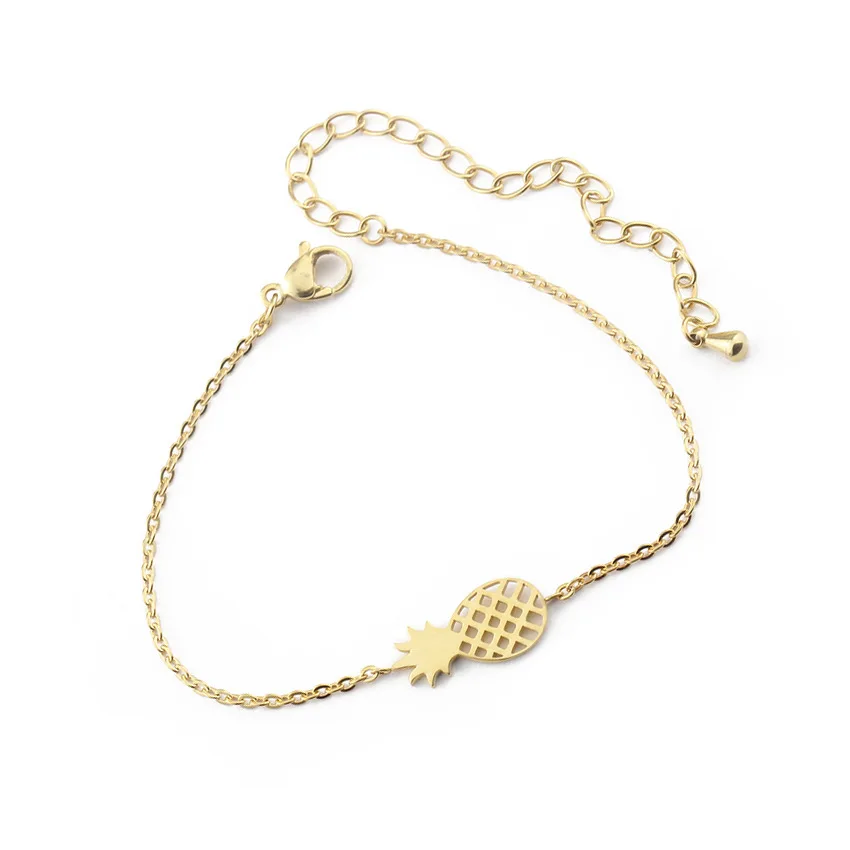 Minimalism Pineapple Bracelet For Women Dainty Gifts BFF Jewelry Stainless Steel Rose Gold Chain Femme | Украшения и аксессуары
