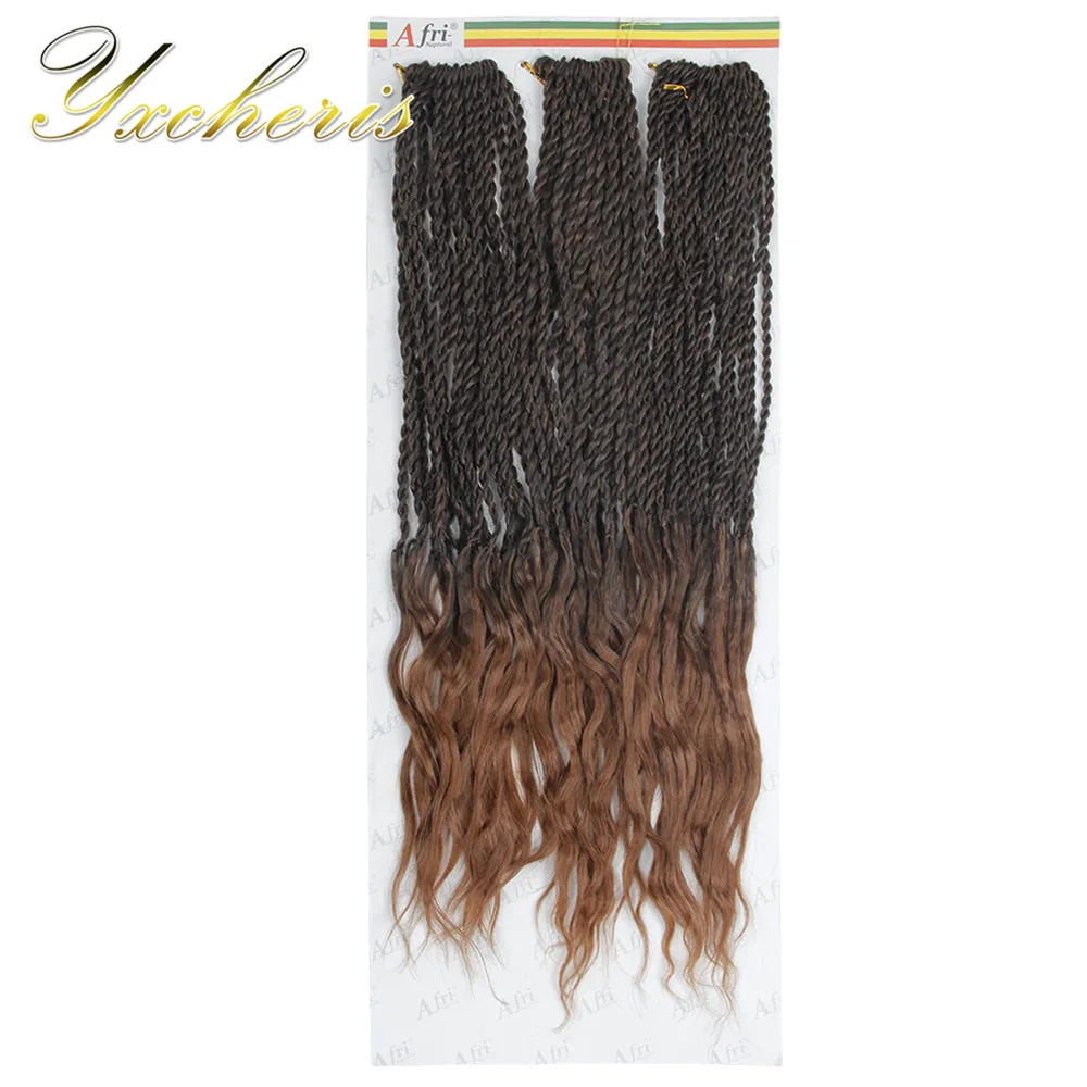YXCHERISHAIR 3 шт./упак. Senegalese твист вязаный крючком плетение волос с волнистыми концами
