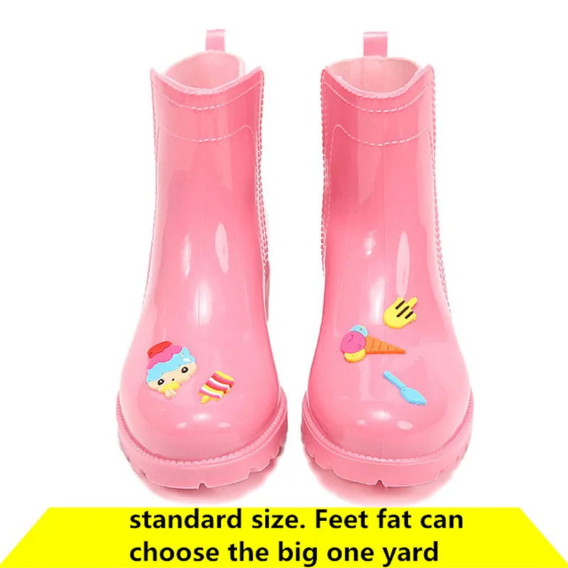 2019 Women Cute Ankle Rain Boots Non-Slip Waterproof Water Shoes Woman boots Slip-on Cartoon Rainboots | Обувь