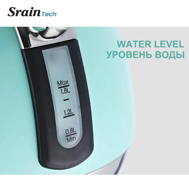 SrainTech 1800 Вт Электрический чайник из нержавеющей стали 304 л приятный дизайн #
