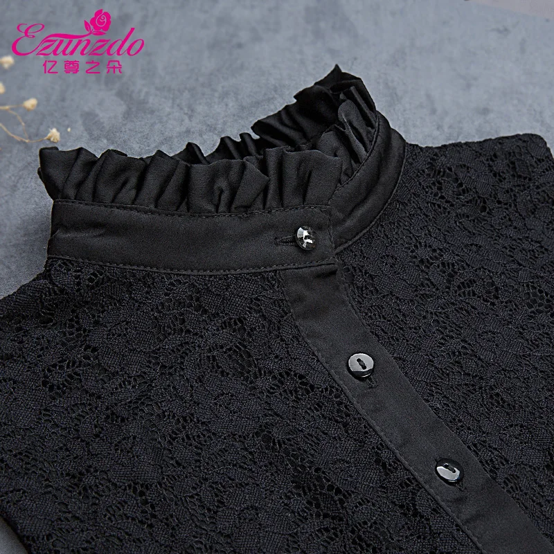 Fashion Lace stand-up collar Vintage Elegant Womens Bib False Collar Embroidered Floral Trim on Mesh Tulle Scalloped | Дом и сад