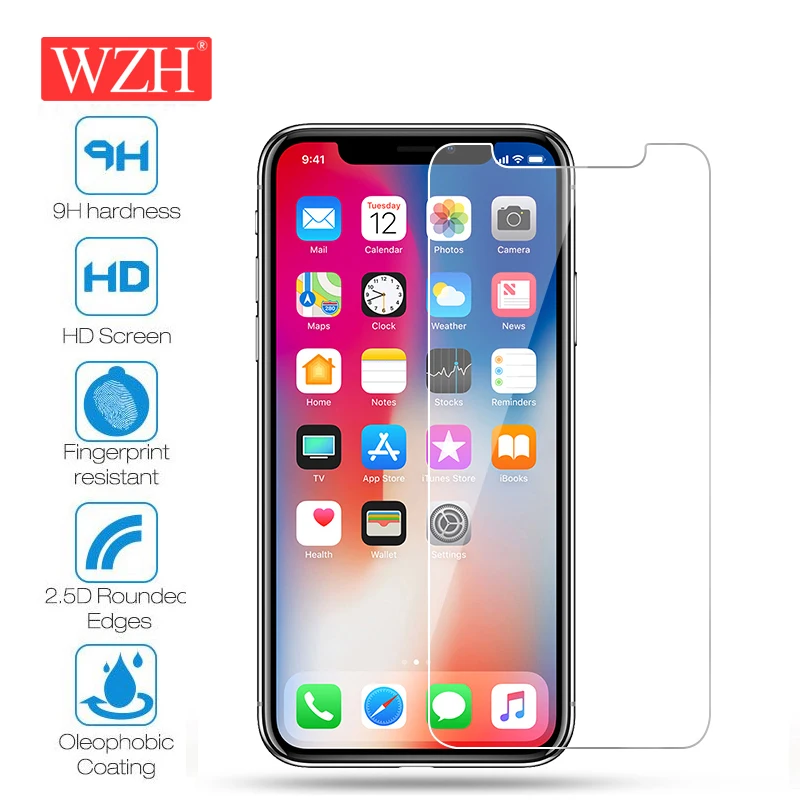 WZH 9H стекло на iPhone XS XR MAX Закаленное протектор экрана 5 5S 5C SE 6 6S 7 8 Plus X 4 4S защитная