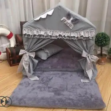 

Washable dog house pet supplies new fashion Korean pet dog bed portable house foldable house lace pet bed princess dog bed
