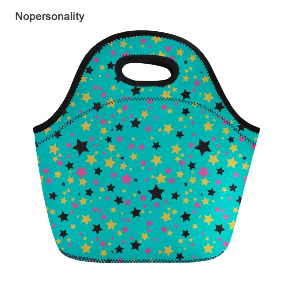 

Nopersonality Little Star Print Handbag for Women Thermal Insulated Lunch Bag Neoprene Portable Fashion Lunchbox Picnic Food Bag