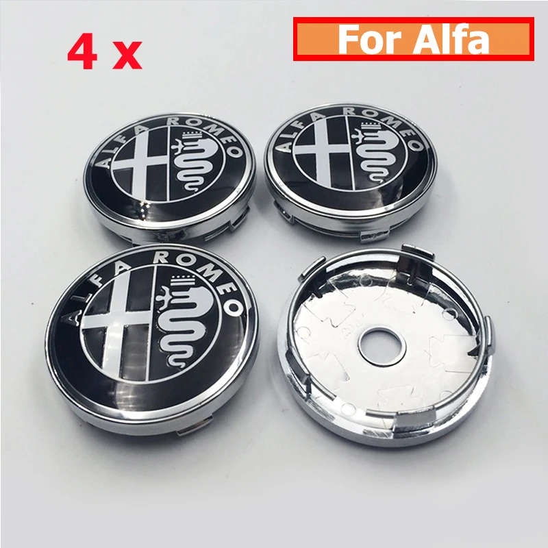 Car Styling 4 x 60mm Wheel Emblem Badge Logo Stickers For ALFA ROMEO Rim Cover Dust-proof Covers (fit ) |