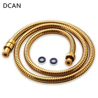 dcan plumbing hoses bathroom replacement anti torsion shower hose double locked flexible stainless steel 1 5m high quality gold