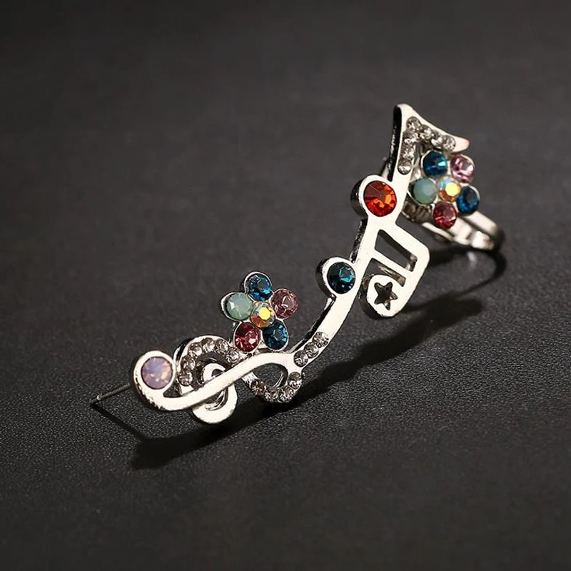 Новинка 2016 модные хрустальные музыкальные клипсы серьги для левого уха