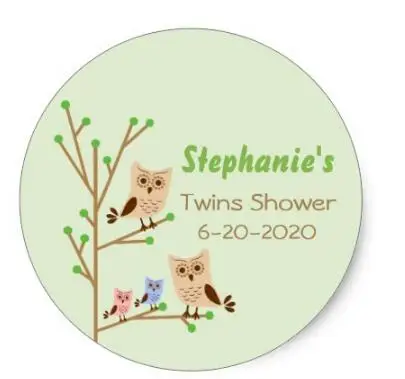 

1.5inch Cute Owl Family TWINS Classic Round Sticker