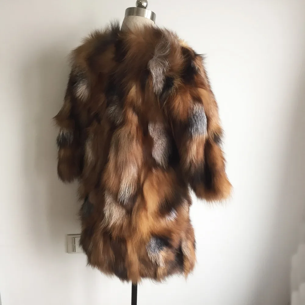 100% Роскошное однотонное шуба из натурального Лисьего меха специальный