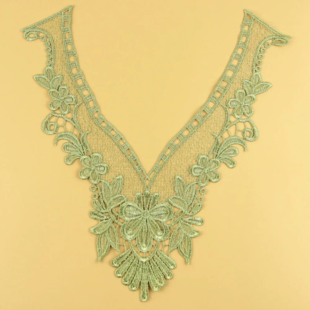 1 Pc Motif Applique Golden Flower Neckline Neck Collar Venise Lace Trims Sewing Craft S10943 | Дом и сад