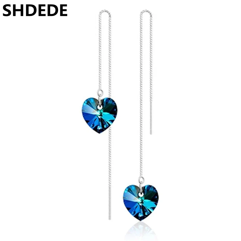 

SHDEDE Austrian Crystal from Swarovski Women Jewelry Long Drop Dangle Earrings Exaggerated Fashion Gift Accessories +WHEC68