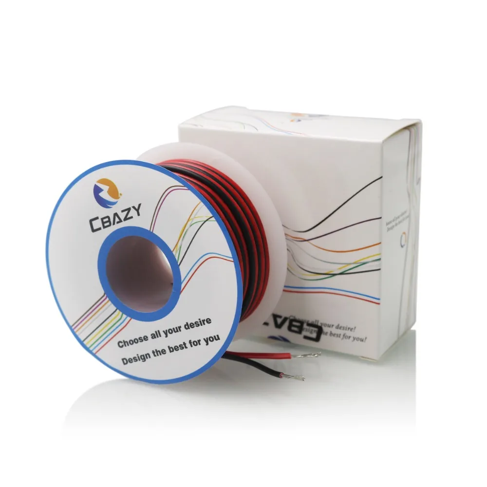 Кабель-удлинитель CBAZY 20AWG 2pin красный черный провод 20ga 2 провода 300 В 8 метров/26 фута |