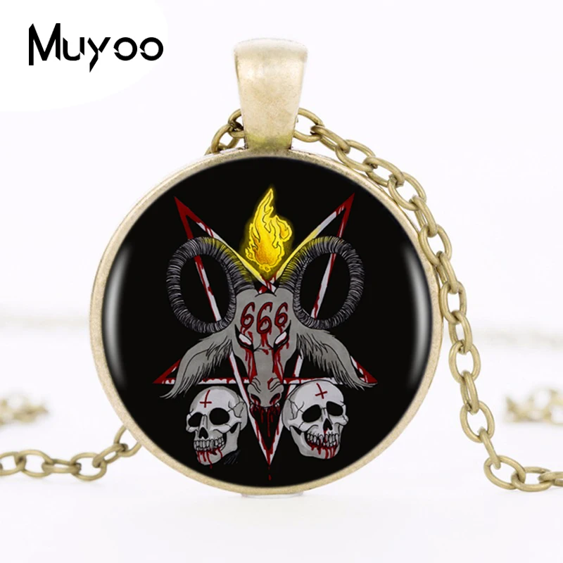 Ожерелье с кулоном Baphomet черное винтажное ожерелье ручной работы кабоoch HZ1 2017|necklace