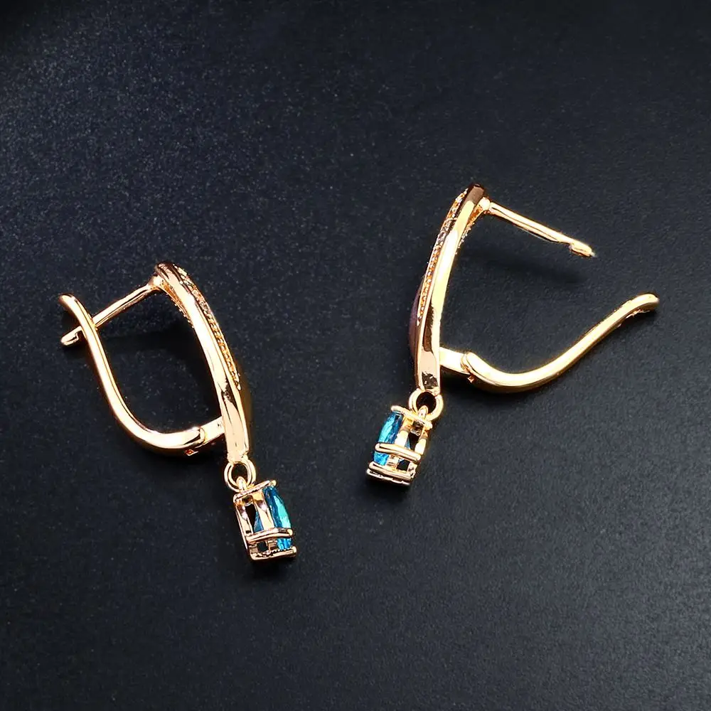 OCESRIO циркониевые золотые 585 серьги с камнями фианиты капли для женщин Модные