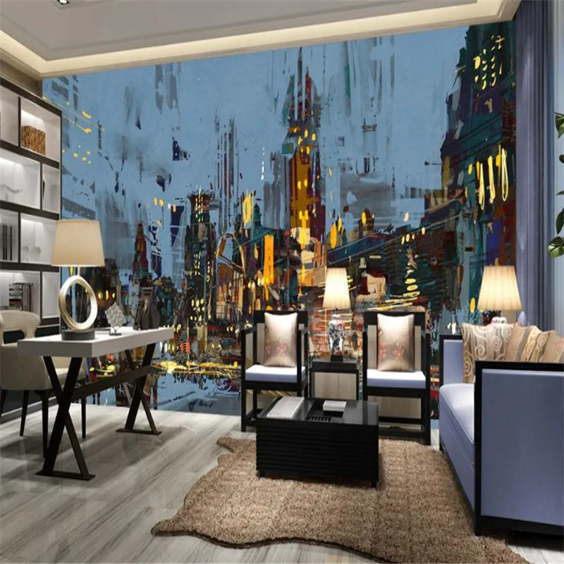 

Wallpapers YOUMAN Custom Wall Covering Modern 3d Effect Photo Wallpaper Nordic Large Abstract Wall Mural City Night Wallpaper