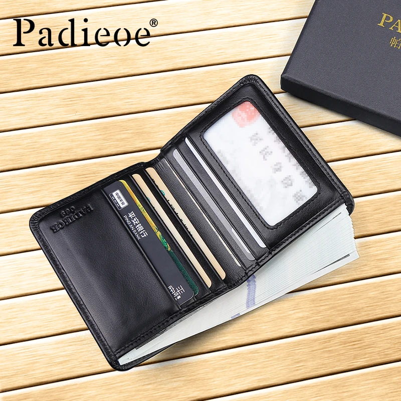 Padieoe модный бренд мужские кошельки натуральная кожа тонкий бизнес маленький
