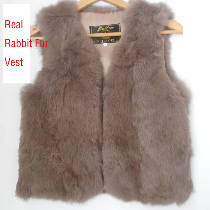 Новый Бесплатная доставка настоящий натуральный кролик женский меховой жилет