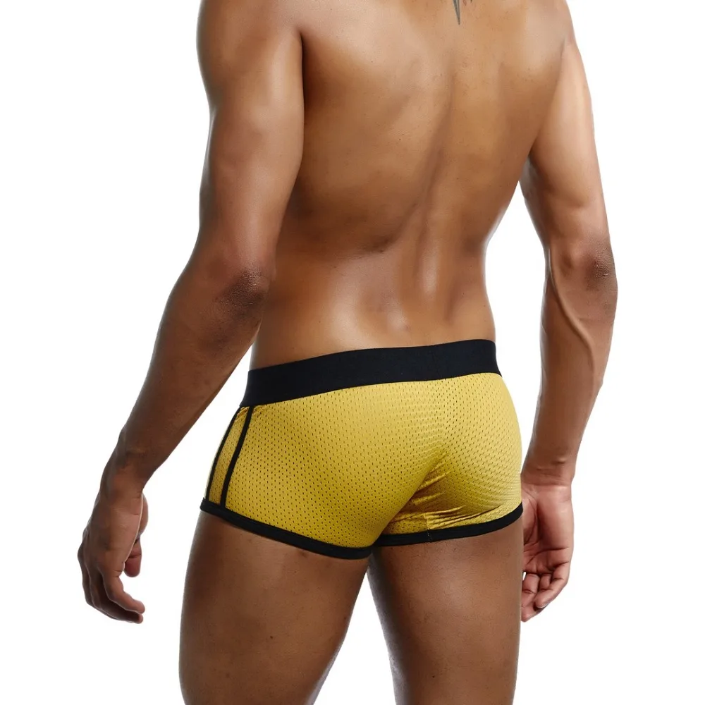 Бренд jockmail, 4 упаковки, боксеры, мужские сетчатые, U Pouch, ice silk, сексуальное нижнее белье для геев трусы, мужские короткие трусы, боксеры, шорты